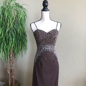 Full length embellished evening gown